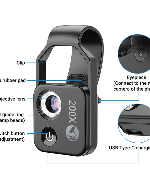 Load image into Gallery viewer, 200X Digital Zoom Lens for Mobile Phone for iPhone Samsung smartphones
