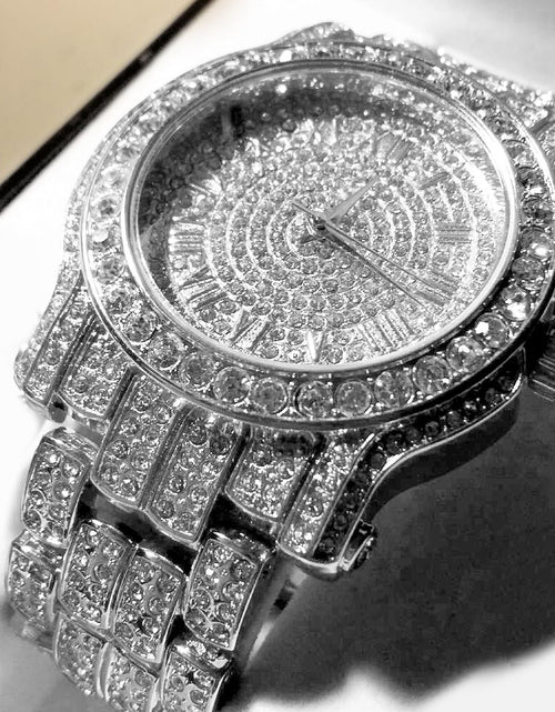 Load image into Gallery viewer, Pave Iced Out Roman Numeral Hip Hop Watch
