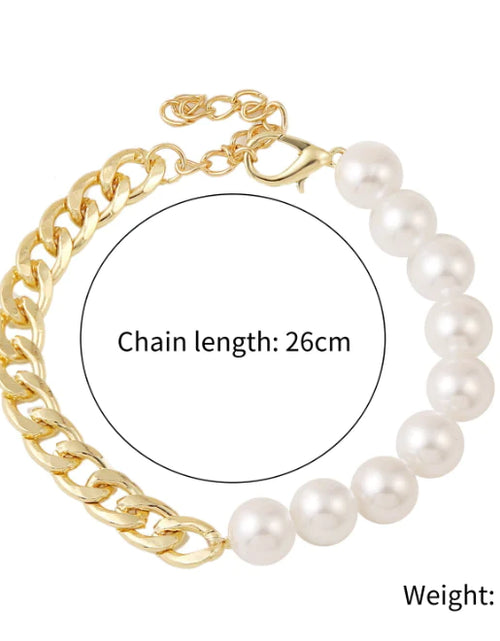 Load image into Gallery viewer, Womens Pearl Beaded Bracelet with Half Chain
