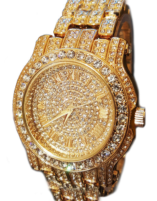 Load image into Gallery viewer, Pave Iced Out Roman Numeral Hip Hop Watch
