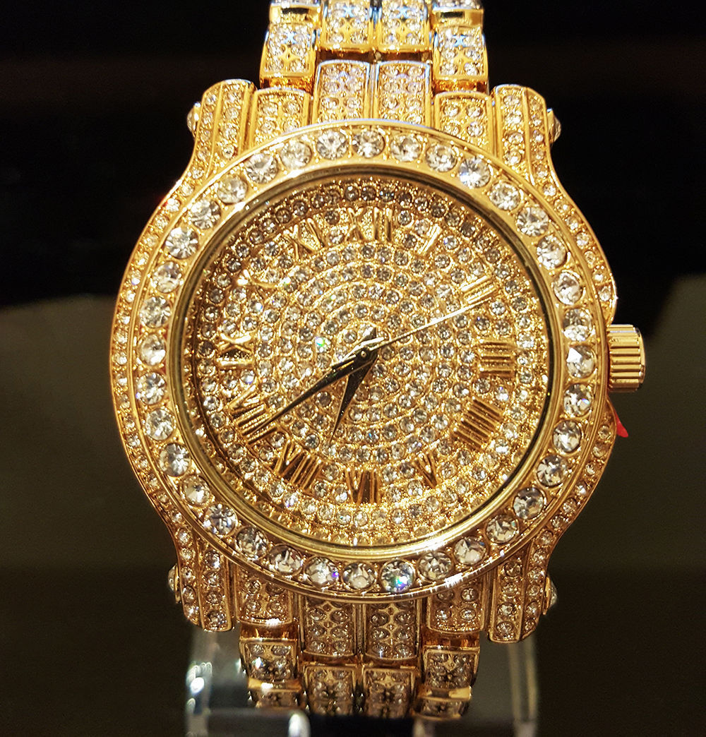 Pave Iced Out Roman Numeral Hip Hop Watch