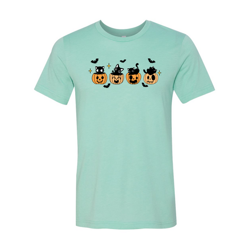 Load image into Gallery viewer, Black Cat Pumpkin Halloween Spooky Shirt
