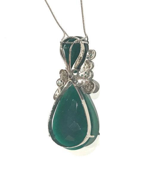 Load image into Gallery viewer, Sterling Silver Green Onyx Pendant Necklace, Valentine&#39;s day gifts,
