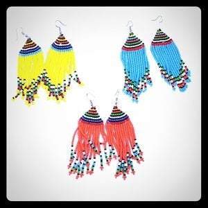 Load image into Gallery viewer, Maasai Beaded Earring, Handmade Beaded Women Earrings, African Jewelry
