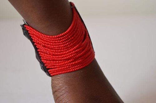 Load image into Gallery viewer, Maasai African Beaded Cuff Spiral arm Bracelet,
