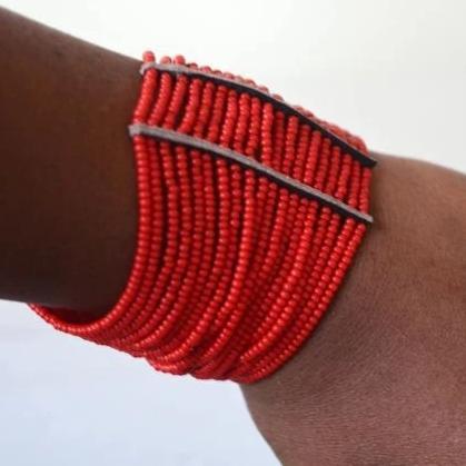 Load image into Gallery viewer, Maasai African Beaded Cuff Spiral arm Bracelet,
