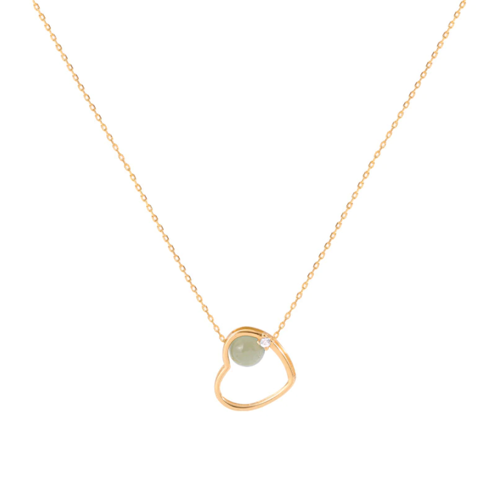 Golden heart theme jade necklace