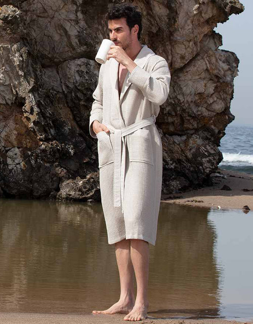 Load image into Gallery viewer, Men&#39;s Full Length Lightweight Waffle Spa Robe with Shawl Collar
