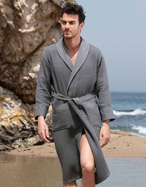 Load image into Gallery viewer, Men&#39;s Full Length Lightweight Waffle Spa Robe with Shawl Collar
