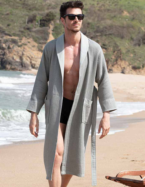 Load image into Gallery viewer, Men&#39;s Full Length Lightweight Waffle Spa Robe with Shawl Collar
