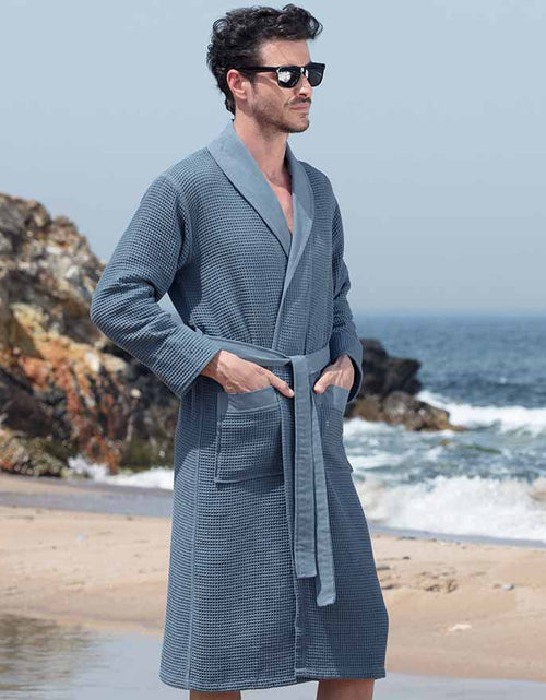 Load image into Gallery viewer, Men&#39;s Full Length Lightweight Waffle Spa Robe with Shawl Collar
