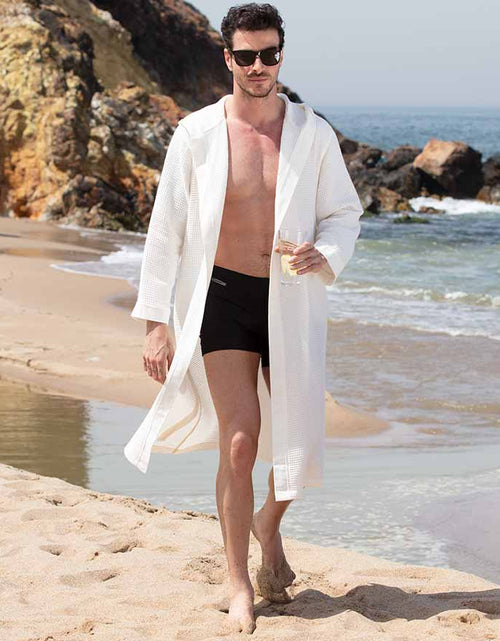 Load image into Gallery viewer, Men&#39;s Hooded Turkish Cotton Waffle Robe
