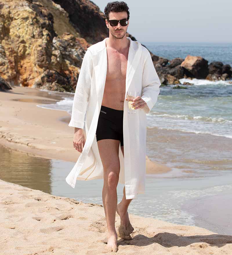 Men's Hooded Turkish Cotton Waffle Robe