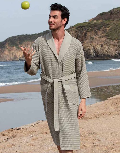 Load image into Gallery viewer, Men&#39;s Full Length Lightweight Waffle Spa Robe with Shawl Collar
