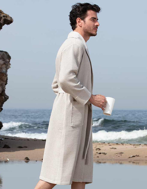 Load image into Gallery viewer, Men&#39;s Full Length Lightweight Waffle Spa Robe with Shawl Collar
