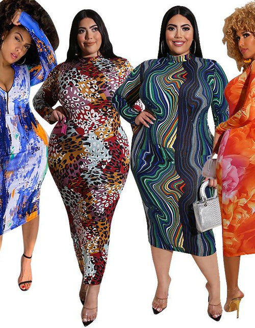 Load image into Gallery viewer, Plus Size Women Clothing Dresses Oversized Maxi Printed Tight-fitting
