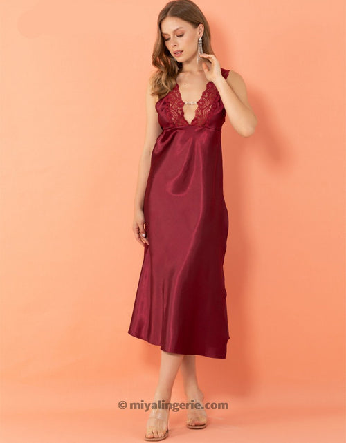 Load image into Gallery viewer, Red High Slit Dress Nightie
