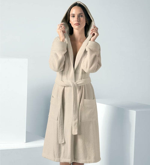 Load image into Gallery viewer, Women&#39;s Hooded Turkish Cotton Terry Cloth Robe
