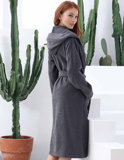 Load image into Gallery viewer, Women&#39;s Hooded Turkish Cotton Terry Cloth Robe
