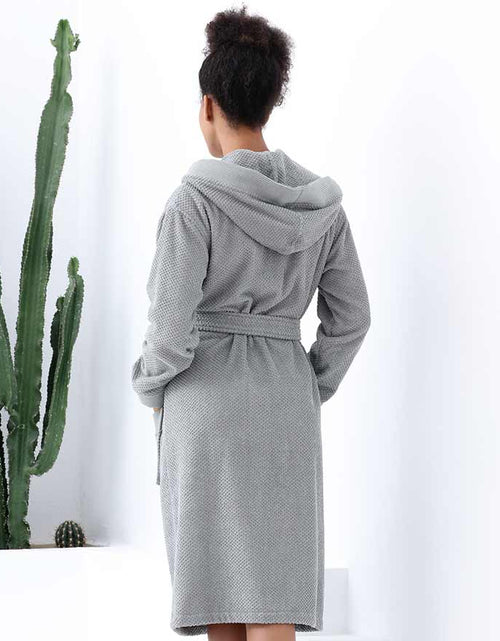 Load image into Gallery viewer, Women&#39;s Hooded Turkish Cotton Terry Cloth Robe
