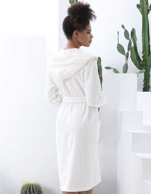 Load image into Gallery viewer, Women&#39;s Hooded Turkish Cotton Terry Cloth Robe
