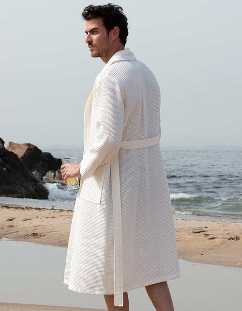 Load image into Gallery viewer, Men&#39;s Full Length Lightweight Waffle Spa Robe with Shawl Collar
