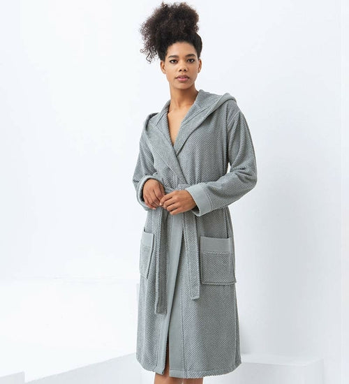 Load image into Gallery viewer, Women&#39;s Hooded Turkish Cotton Terry Cloth Robe
