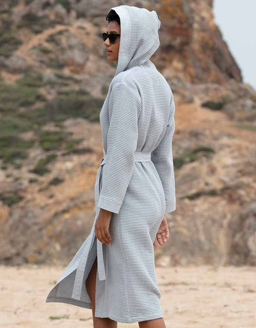 Load image into Gallery viewer, Women&#39;s Hooded Turkish Cotton Waffle Robe
