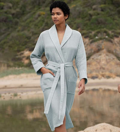 Load image into Gallery viewer, Women&#39;s Full Length Lightweight Waffle Spa Robe with Shawl Collar
