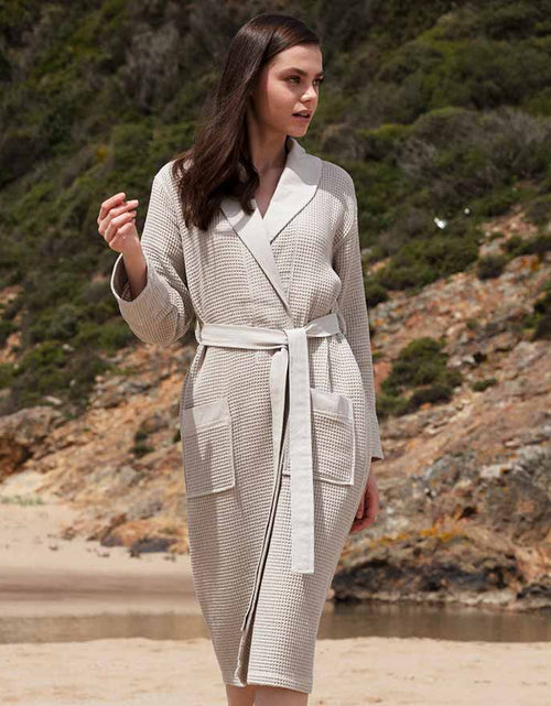 Load image into Gallery viewer, Women&#39;s Full Length Lightweight Waffle Spa Robe with Shawl Collar
