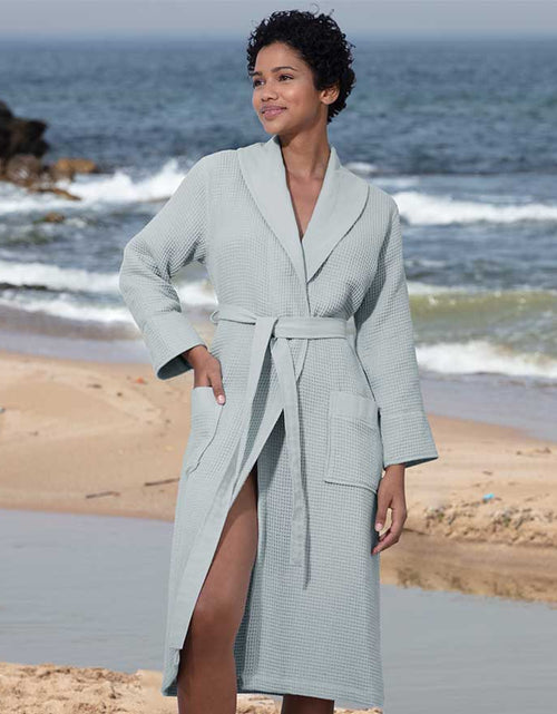 Load image into Gallery viewer, Women&#39;s Full Length Lightweight Waffle Spa Robe with Shawl Collar
