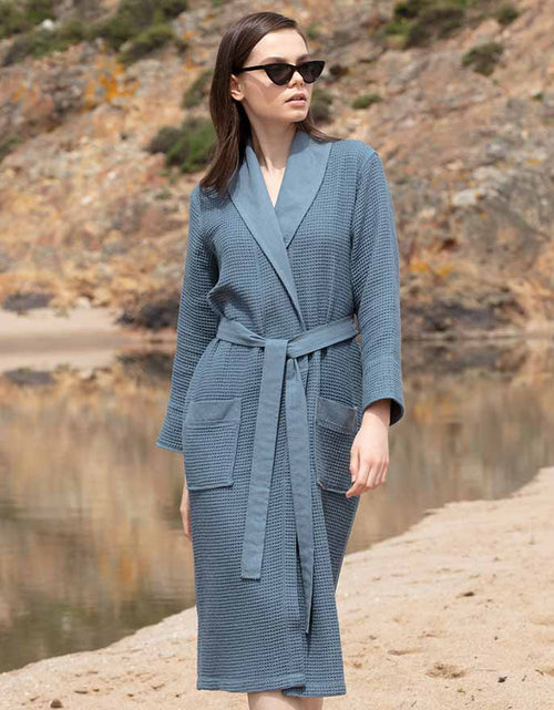 Load image into Gallery viewer, Women&#39;s Full Length Lightweight Waffle Spa Robe with Shawl Collar
