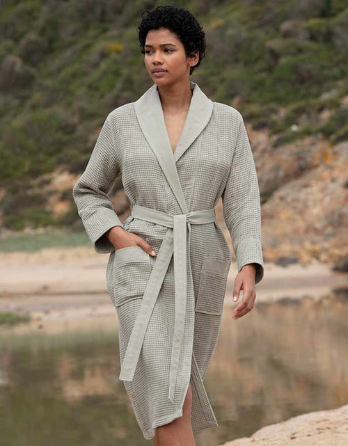 Load image into Gallery viewer, Women&#39;s Full Length Lightweight Waffle Spa Robe with Shawl Collar
