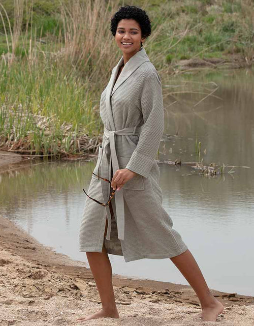 Load image into Gallery viewer, Women&#39;s Full Length Lightweight Waffle Spa Robe with Shawl Collar
